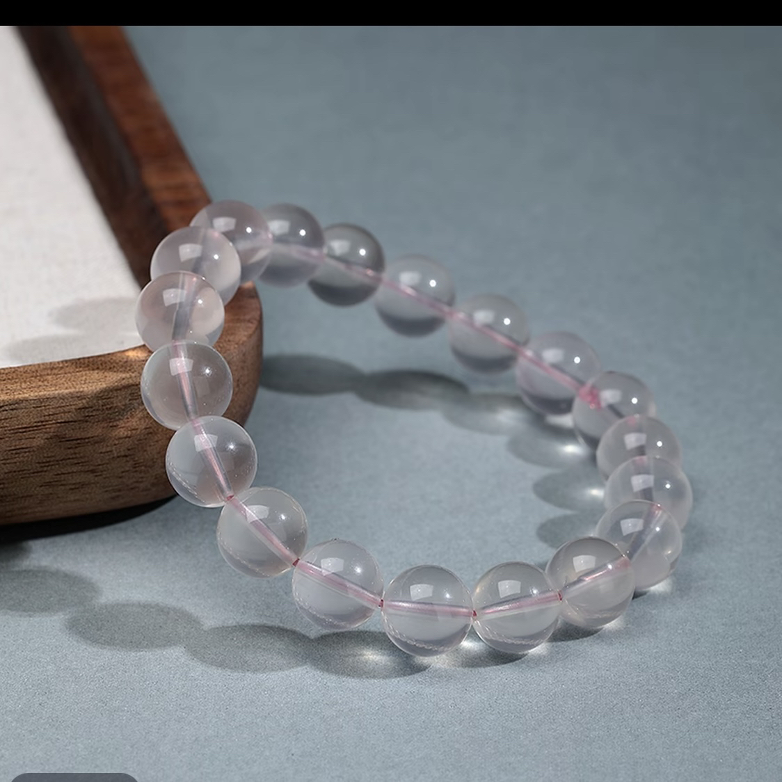 天然莫粉水晶手链桃花莫桑比克六芒星光少女心手串女友多样性发一