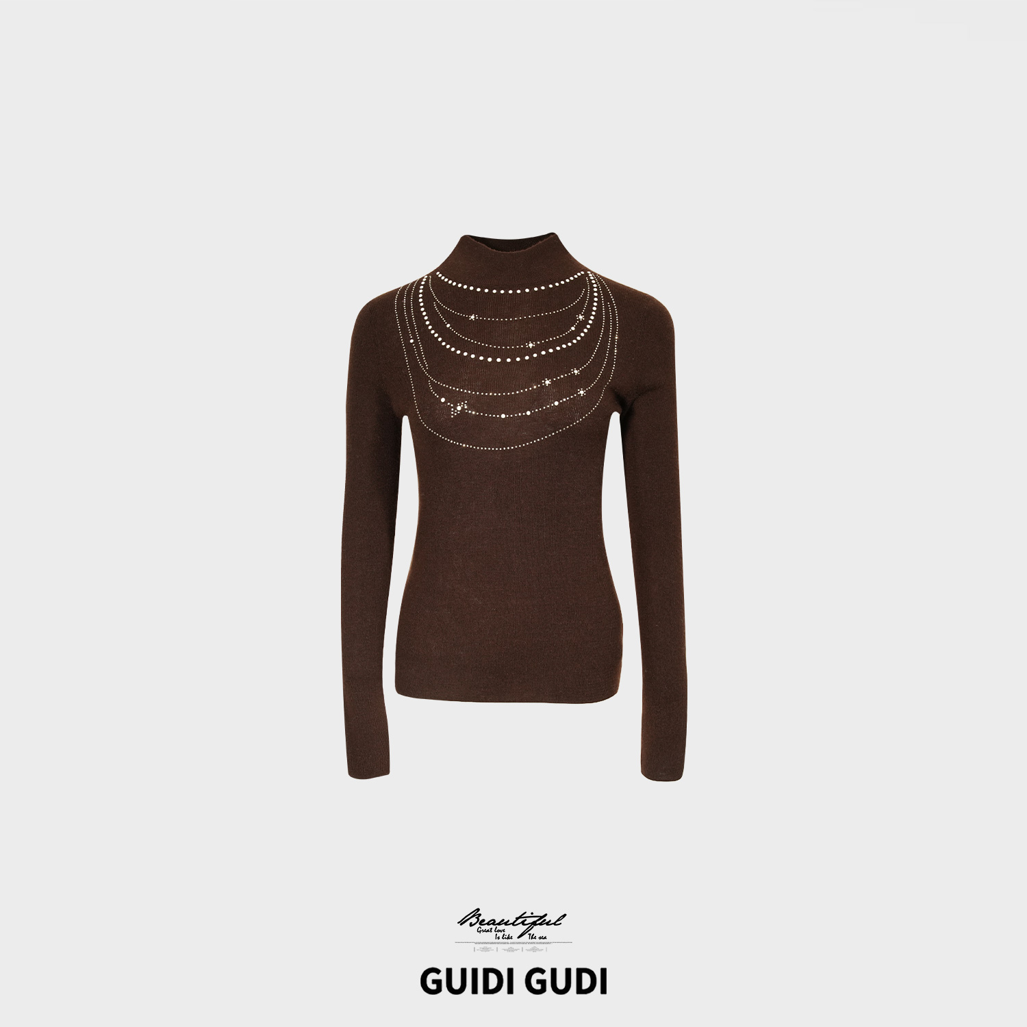 GUIDI GUDI【清光璀璨】绵羊毛中高领保暖慵懒显瘦打底长袖/黄加蓝