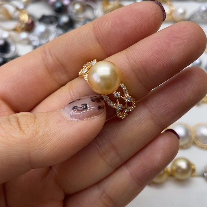 海水珍珠戒指银S925镶嵌