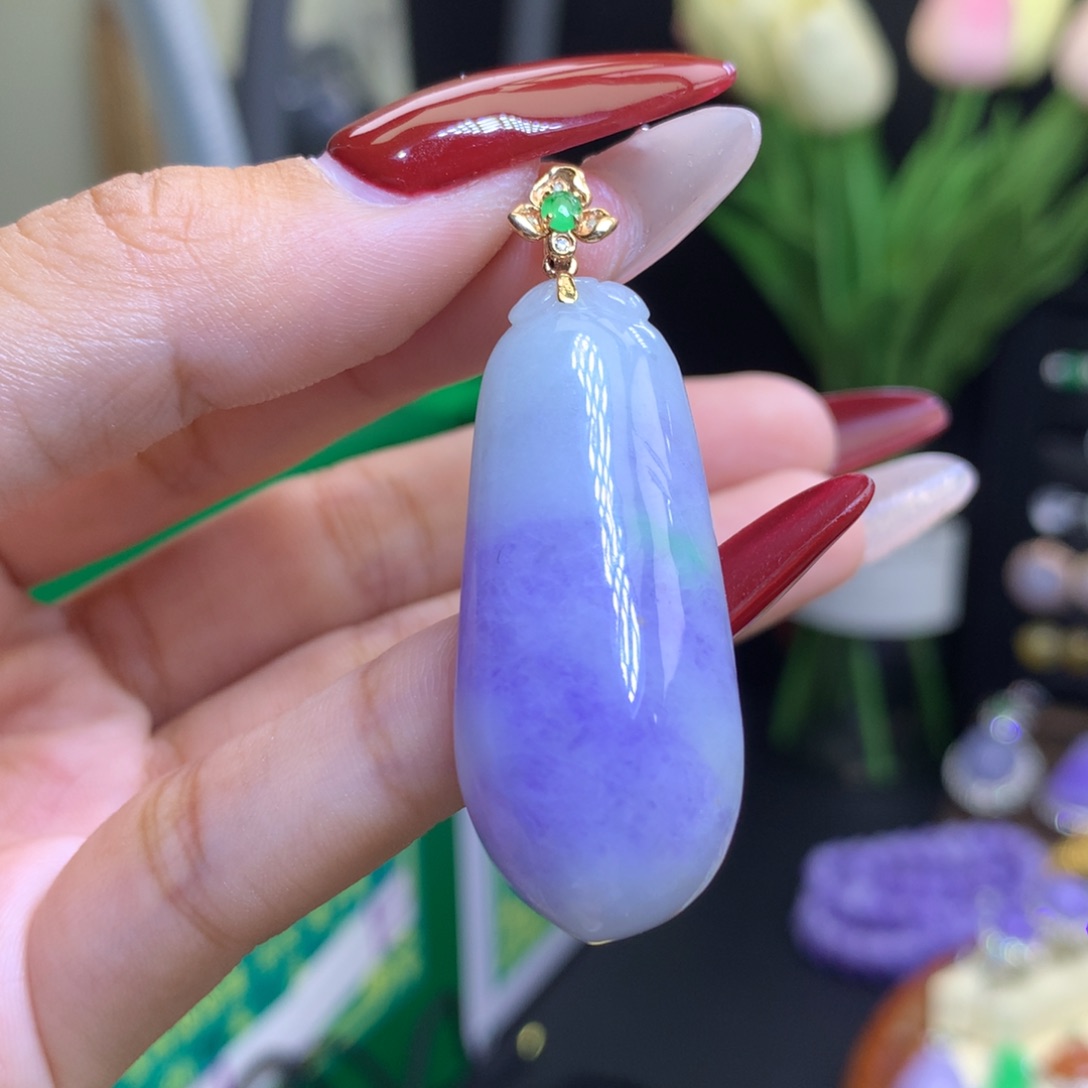 翡翠颈饰18K金镶嵌天然