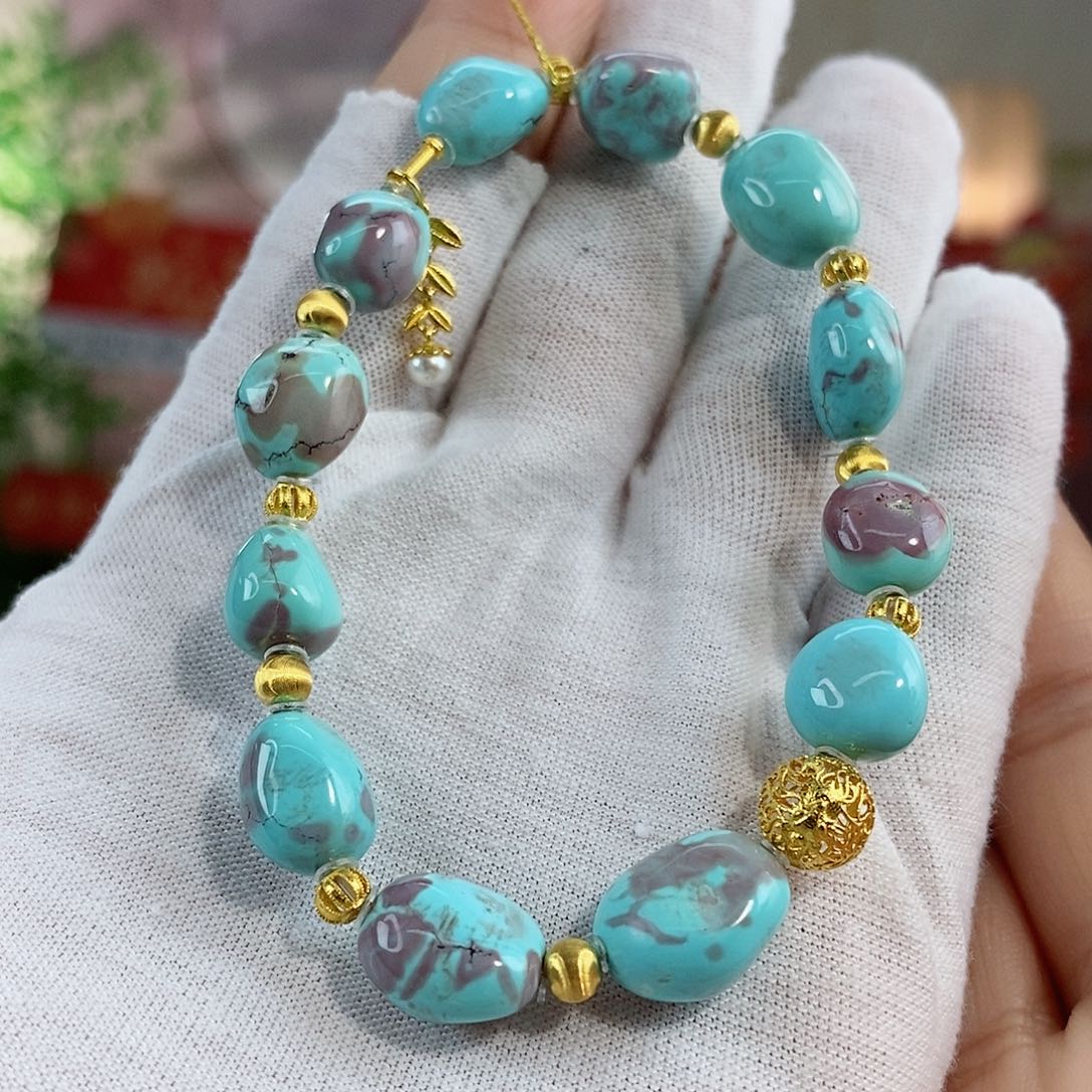 绿松石珠宝奇石18K金镶嵌