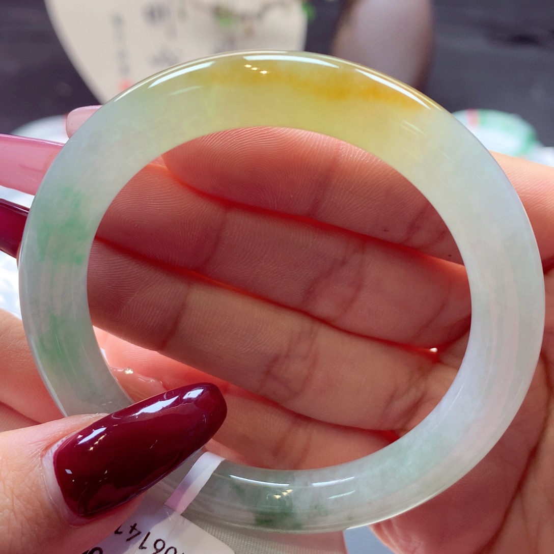 翡翠手镯未镶嵌圆条8号66