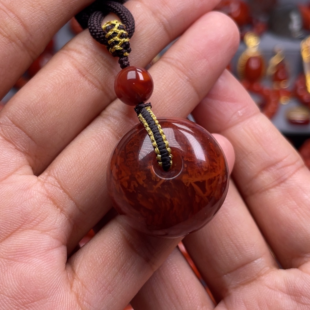 南红玛瑙未镶嵌珠宝奇石平安扣吊坠