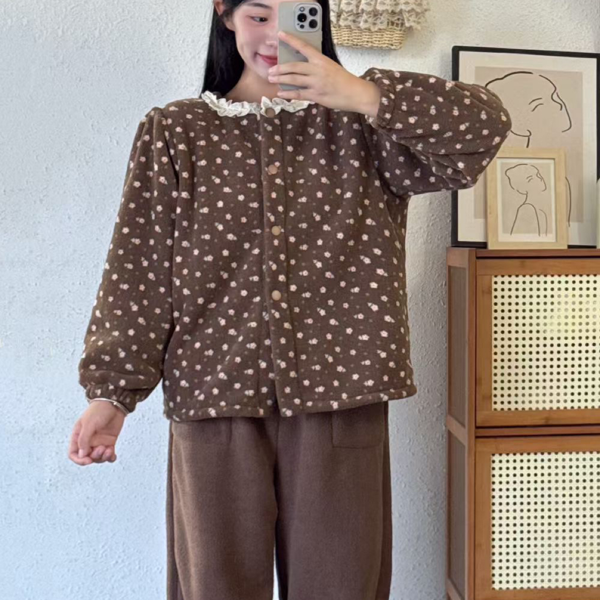 秋季新款洋气宽松可外穿家居服套装