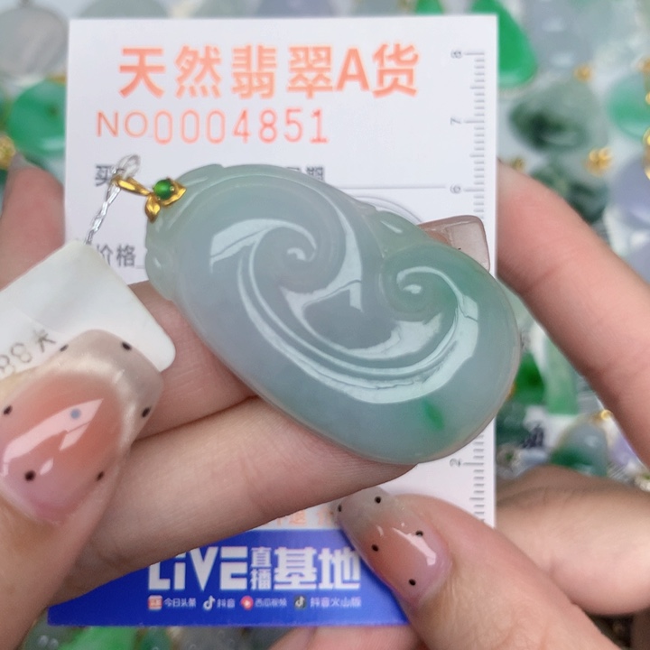 翡翠18K金镶嵌颈饰如意