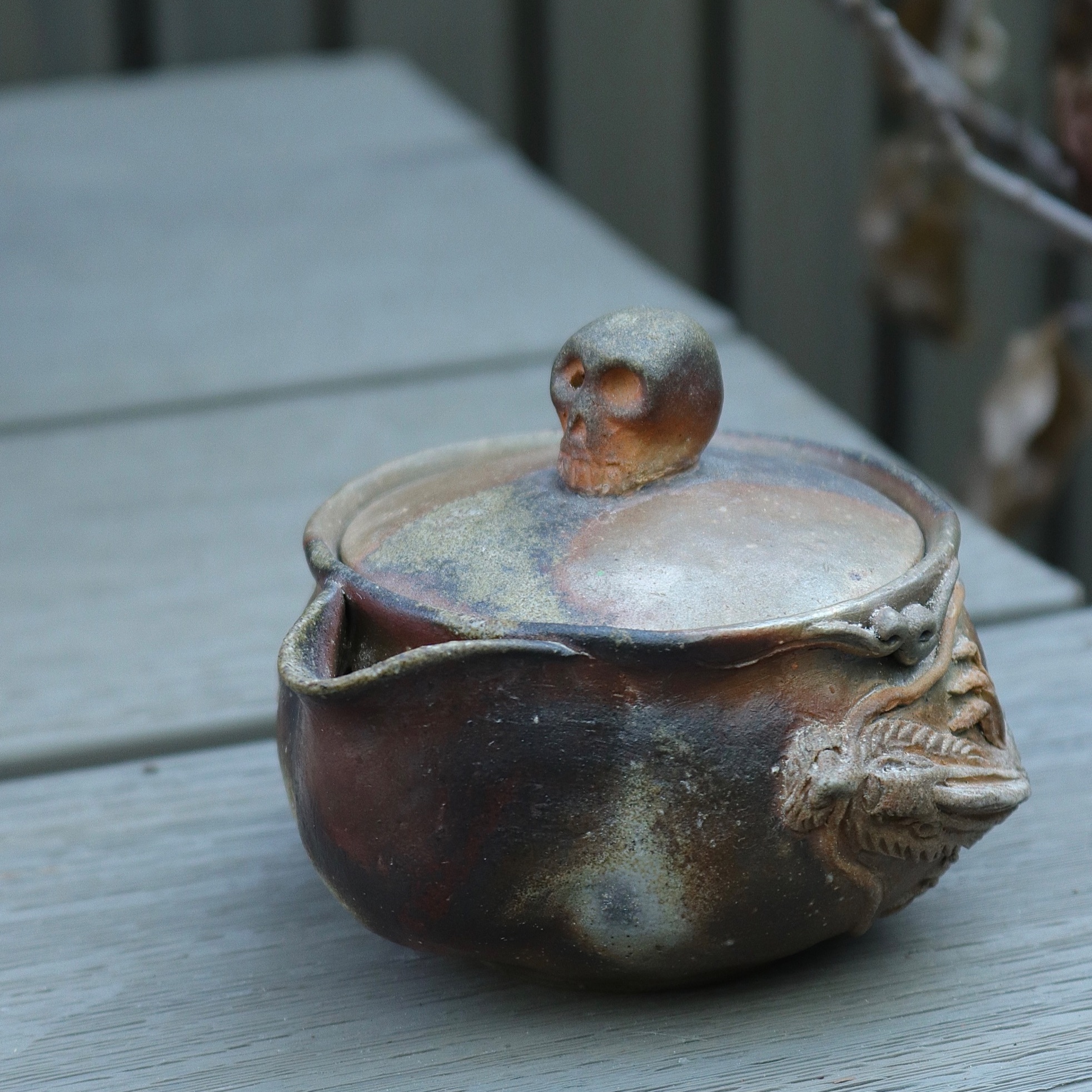 日本备前烧大森宏名尸陀林与龙宝瓶 满工柴烧松烟浸染火灼流光