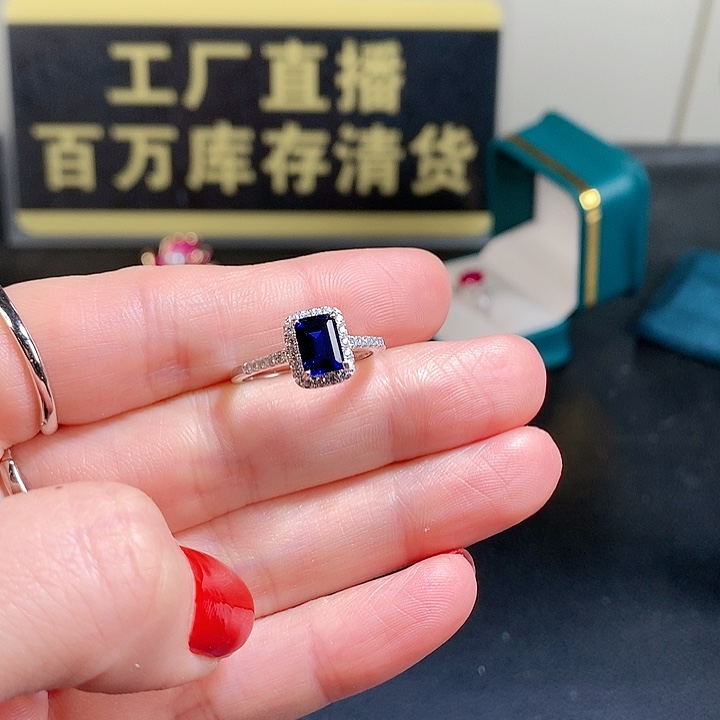 祖母绿戒指银S925镶嵌