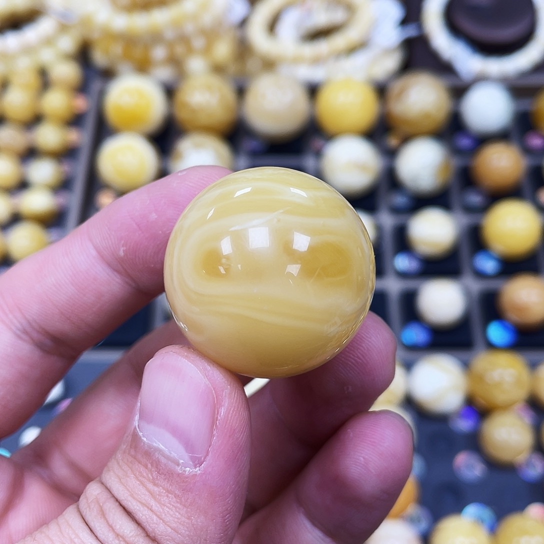 蜜蜡珠宝奇石未镶嵌29.4mm双天眼款｜圆珠·段掌柜