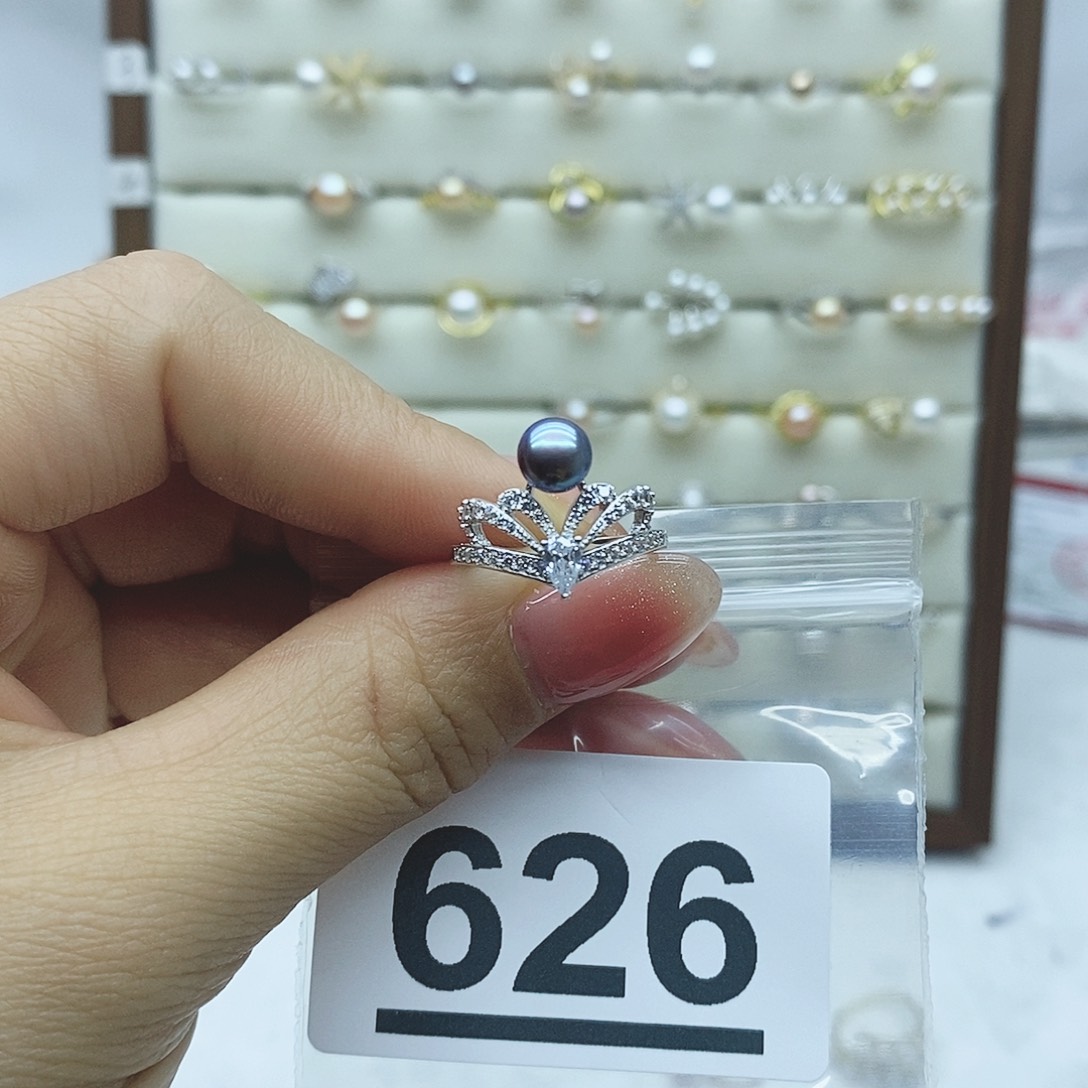 淡水珍珠戒指银S925镶嵌x**o626