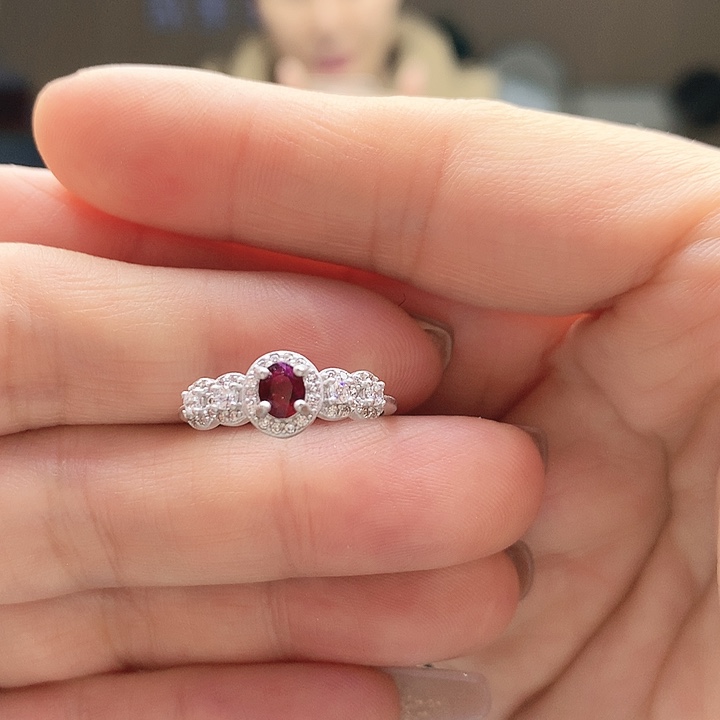 红宝石戒指银S925镶嵌