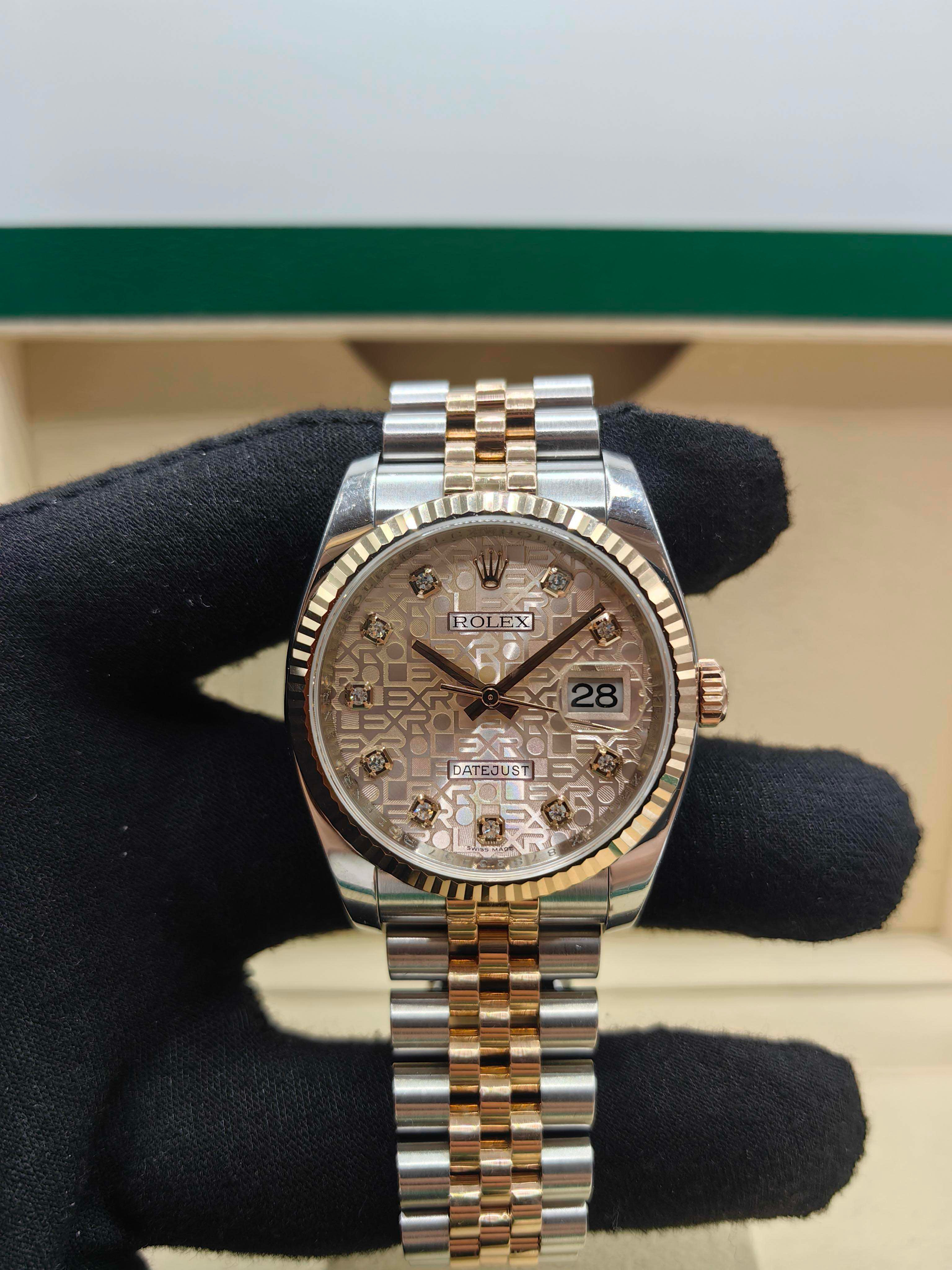 95新 Rolex/劳力士 日志116231 粉电脑盘氧化 18k玫瑰金/精钢36mm