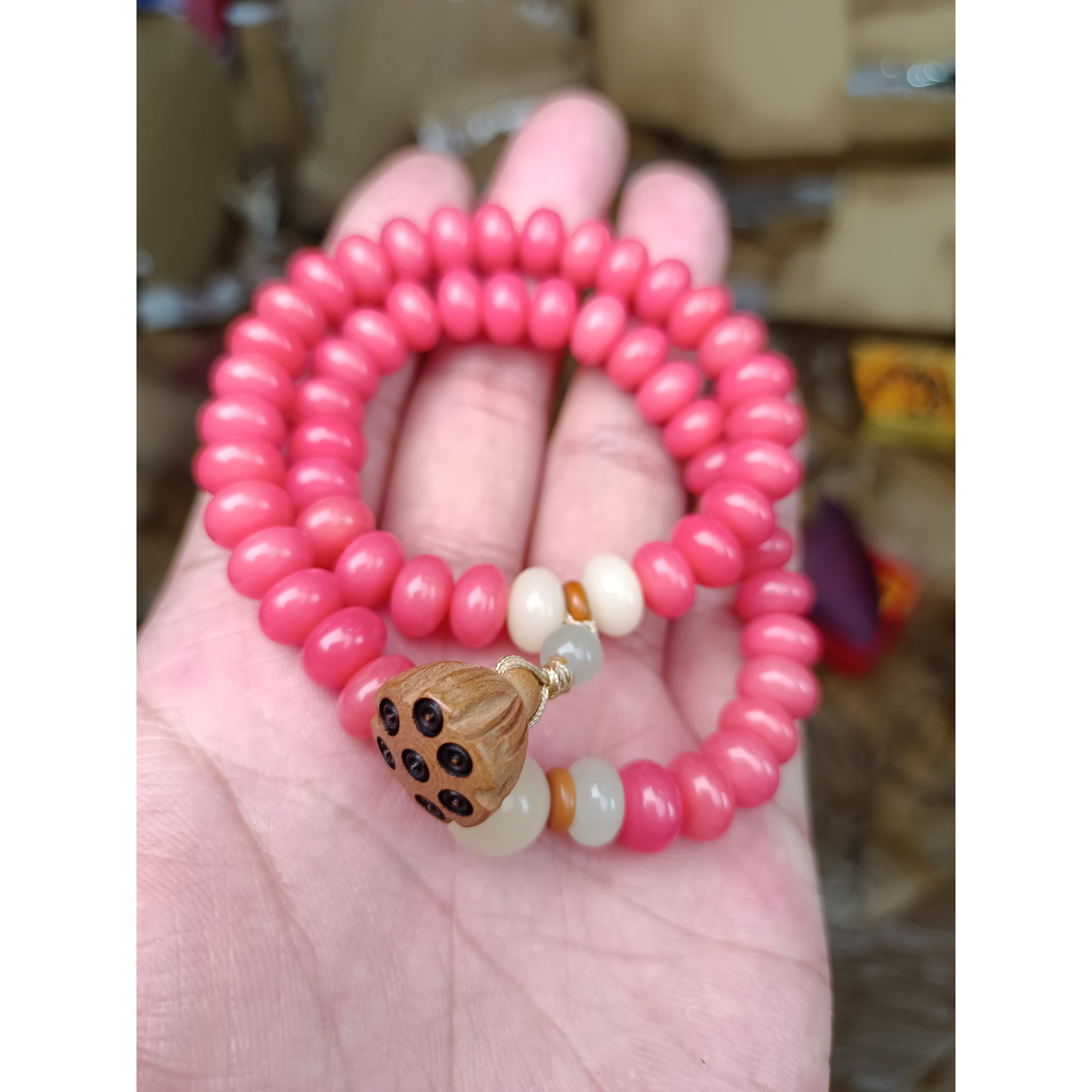 胭脂红菩提双圈精品手串(无礼盒)HN0900-