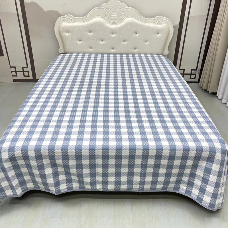 特厚纯棉单人格子三层老粗布凉席包边床盖床单四季通用老粗布床单