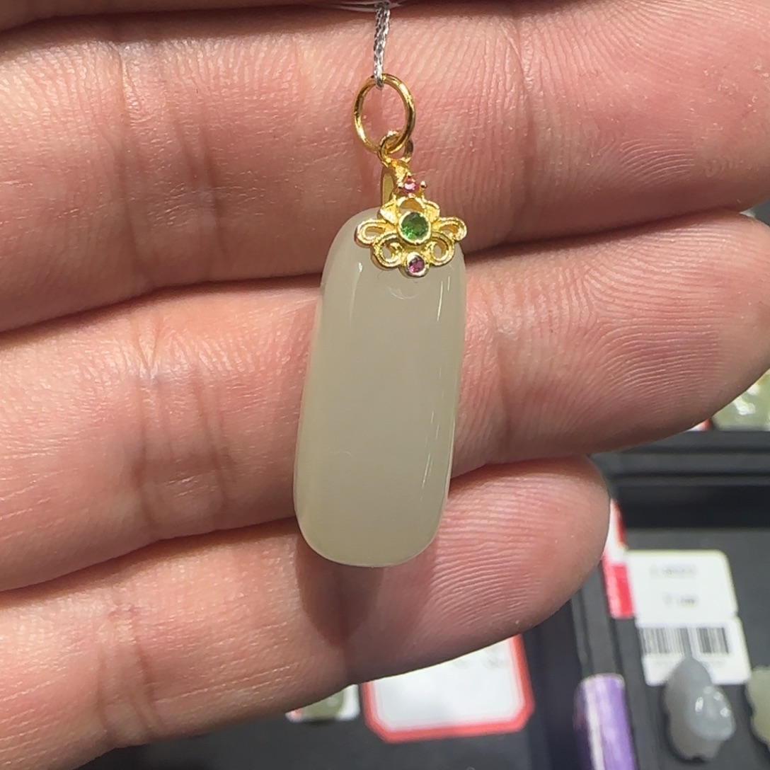 和田玉银S925镀金镶嵌颈饰