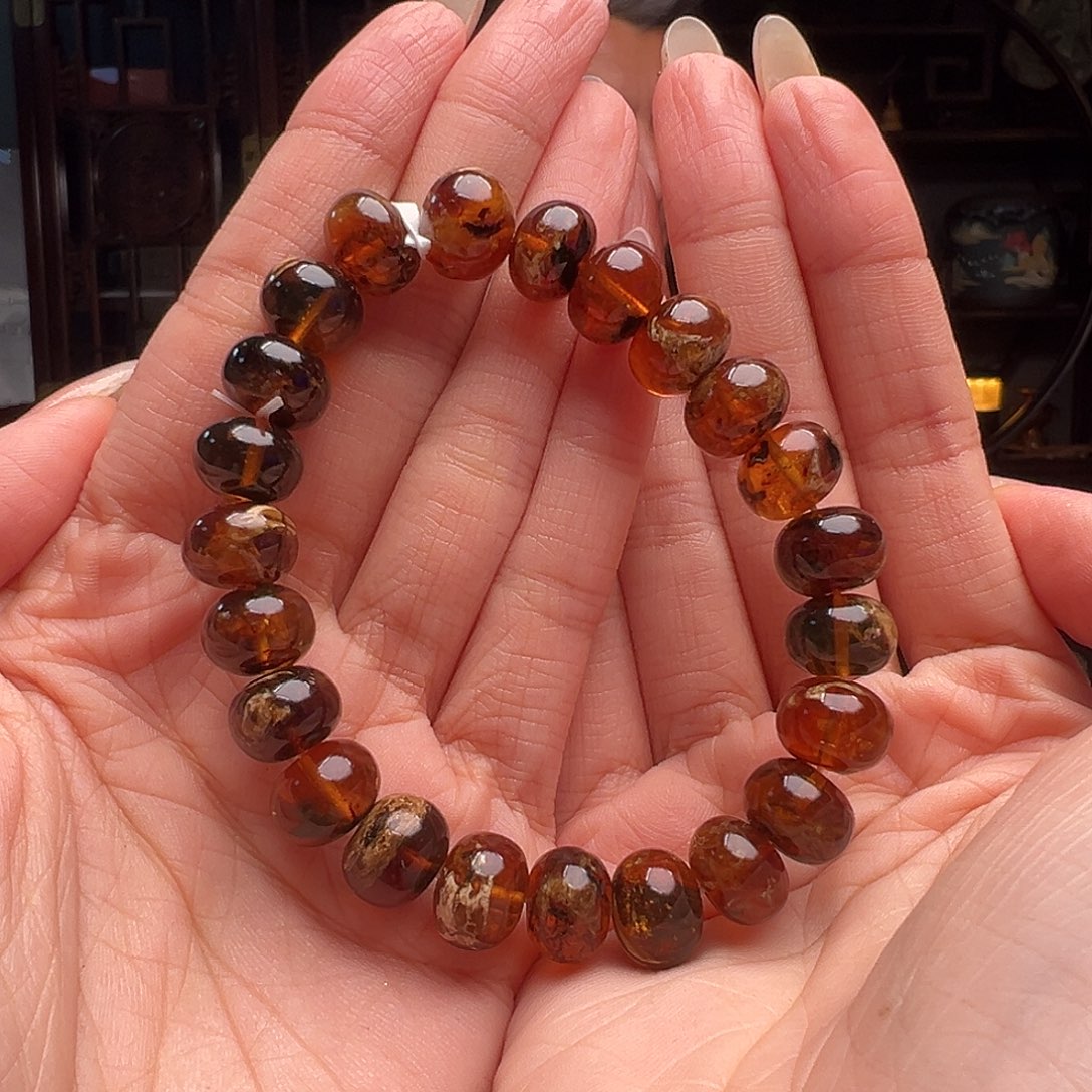 琥珀裸石未镶嵌温**两抚顺琥珀10017。11mm