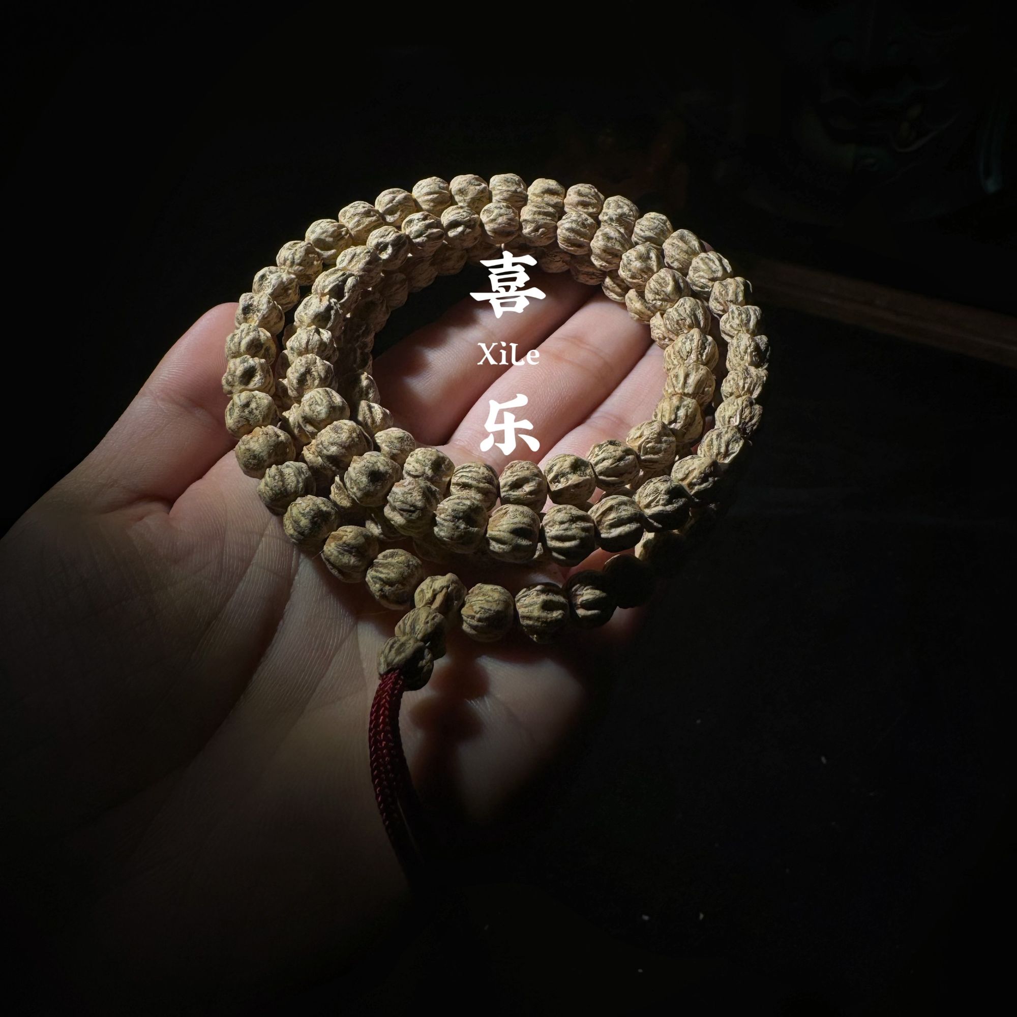 【喜乐文玩】Xl55 油皮原装莲花龙脊百香籽手串 热振百香籽108长串