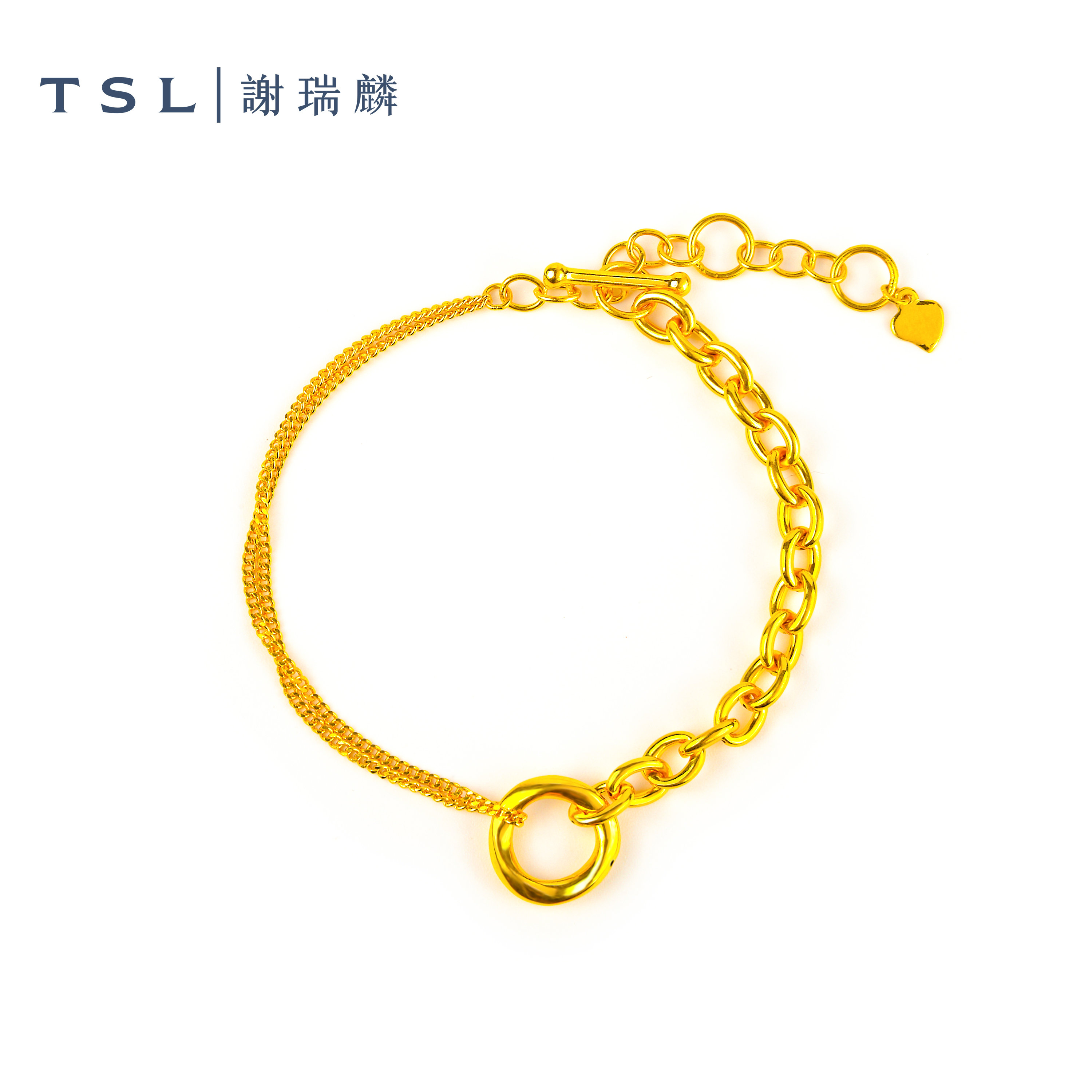 TSL/谢瑞麟足金莫比乌斯环AB手链黄金手链5G女款节日礼物赠女友
