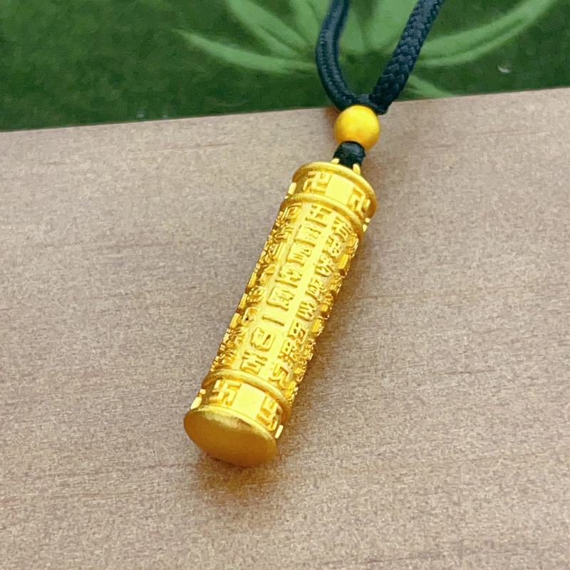 合金吊坠 心经柱实心吊坠饰品时尚金色挂坠传承配绳