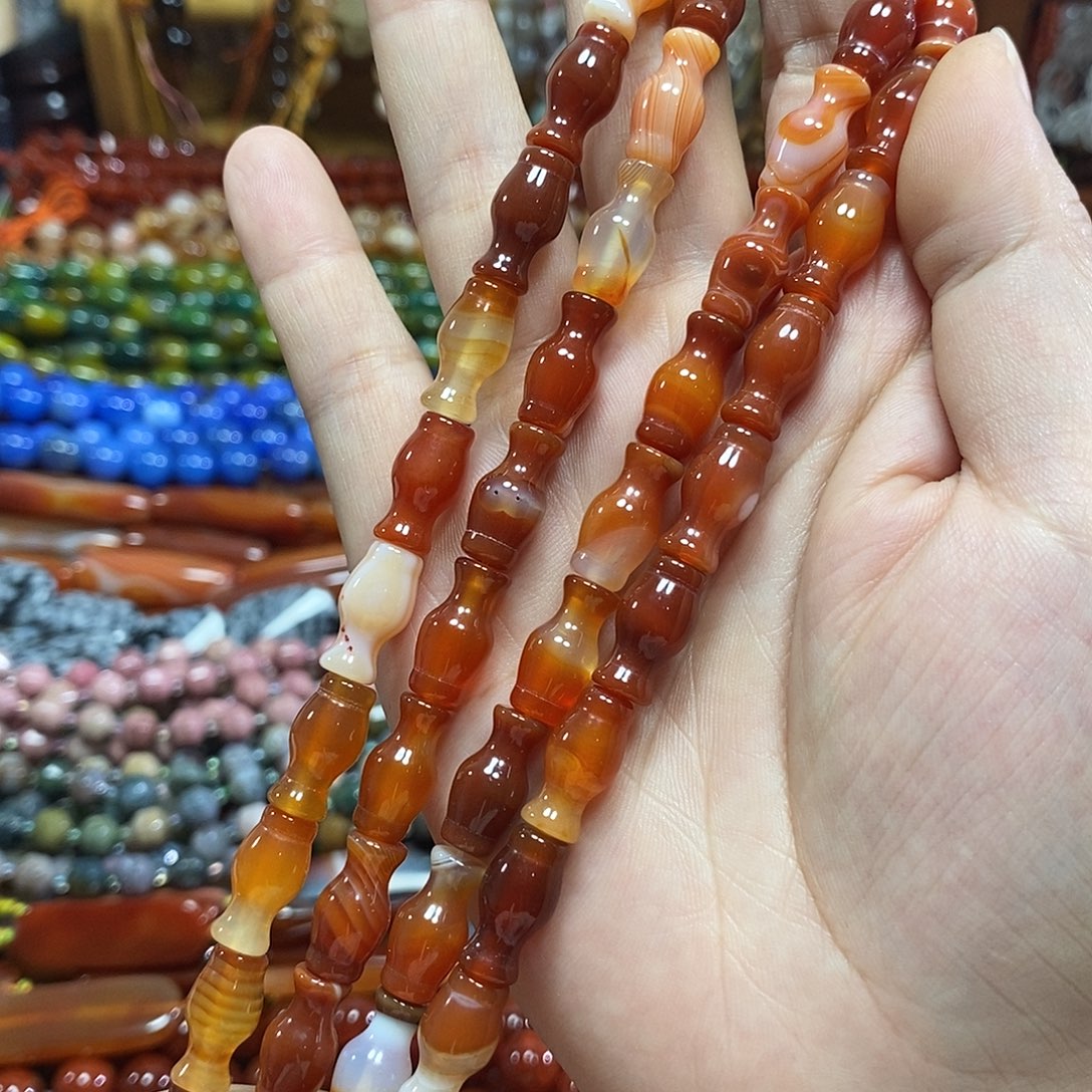 玛瑙/玉髓未镶嵌珠宝半成品玛瑙花瓶一条卡8*16mm