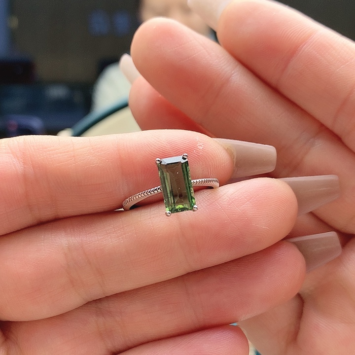 碧玺戒指银S925镶嵌纯天然