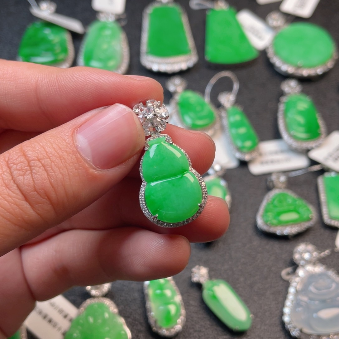 翡翠吊坠(不含链)银S925镶嵌