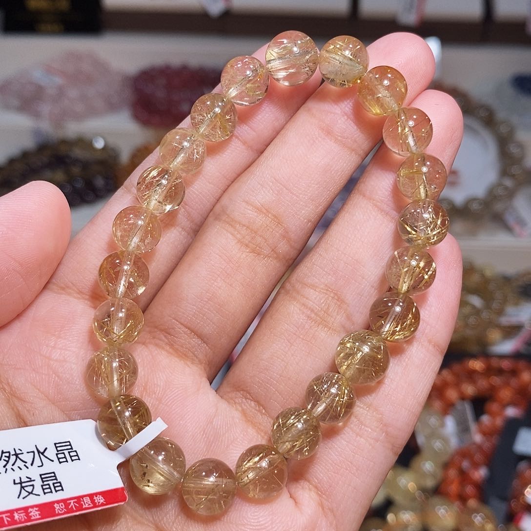 喵***鱼发晶手链未镶嵌发晶8mm