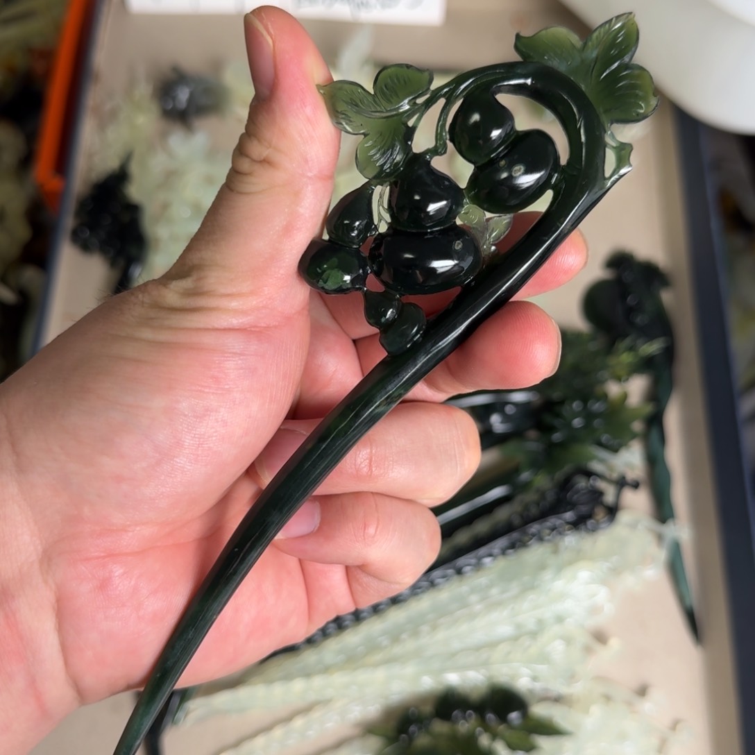 岫玉发饰未镶嵌明君玉簪就是好看