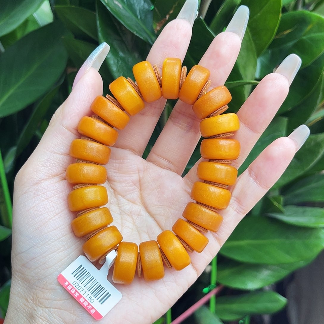 未镶嵌琥珀手链17m橘皮老蜡