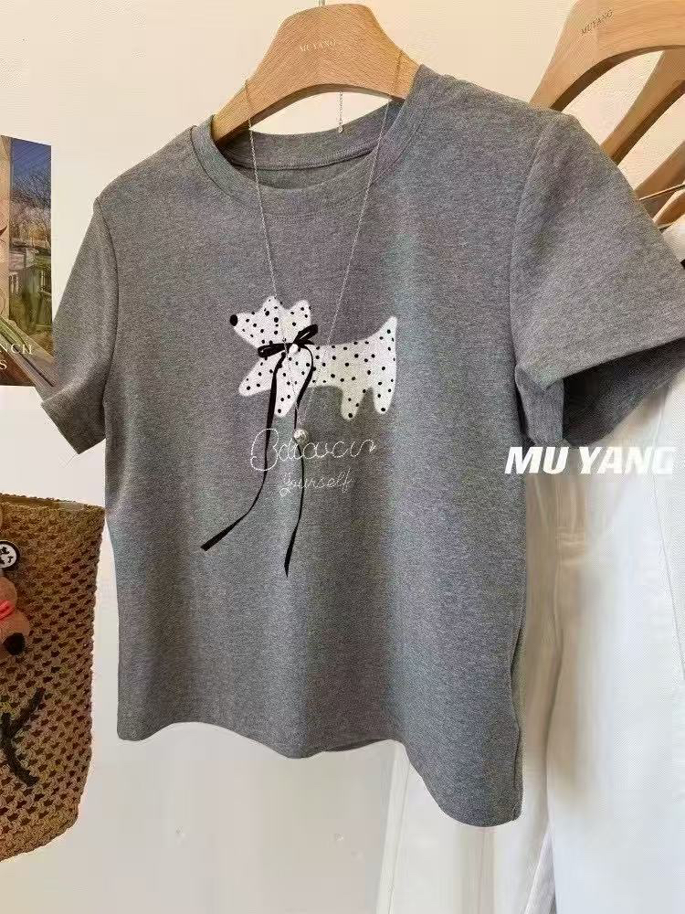 婷～小狗T恤上衣新款