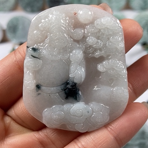 翡翠颈饰未镶嵌财神爷福利