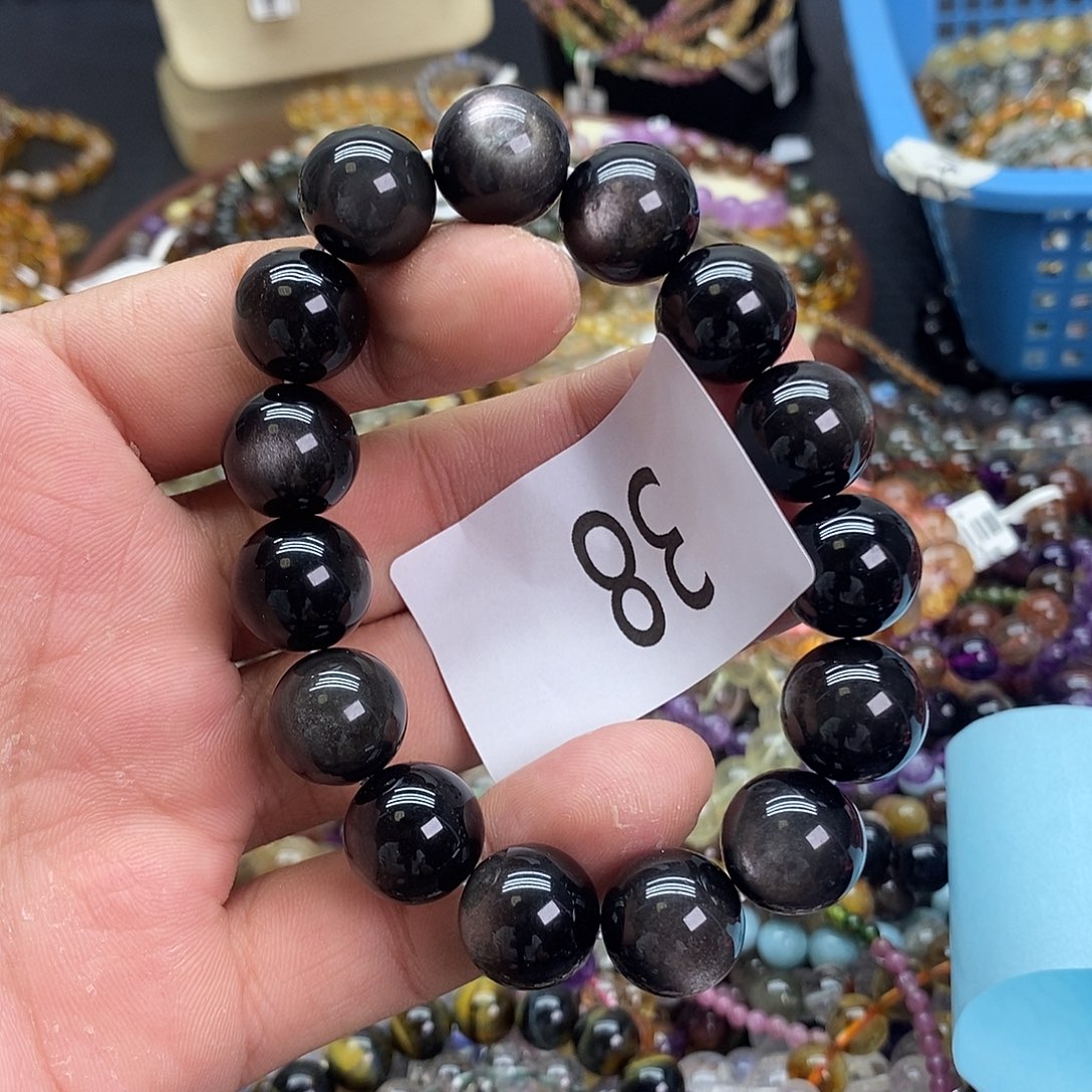 黑曜岩手链未镶嵌手链