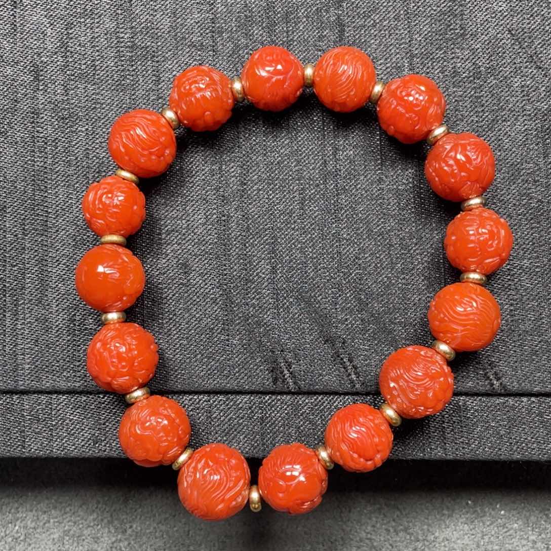 南红玛瑙10➕龙珠单圈未镶嵌