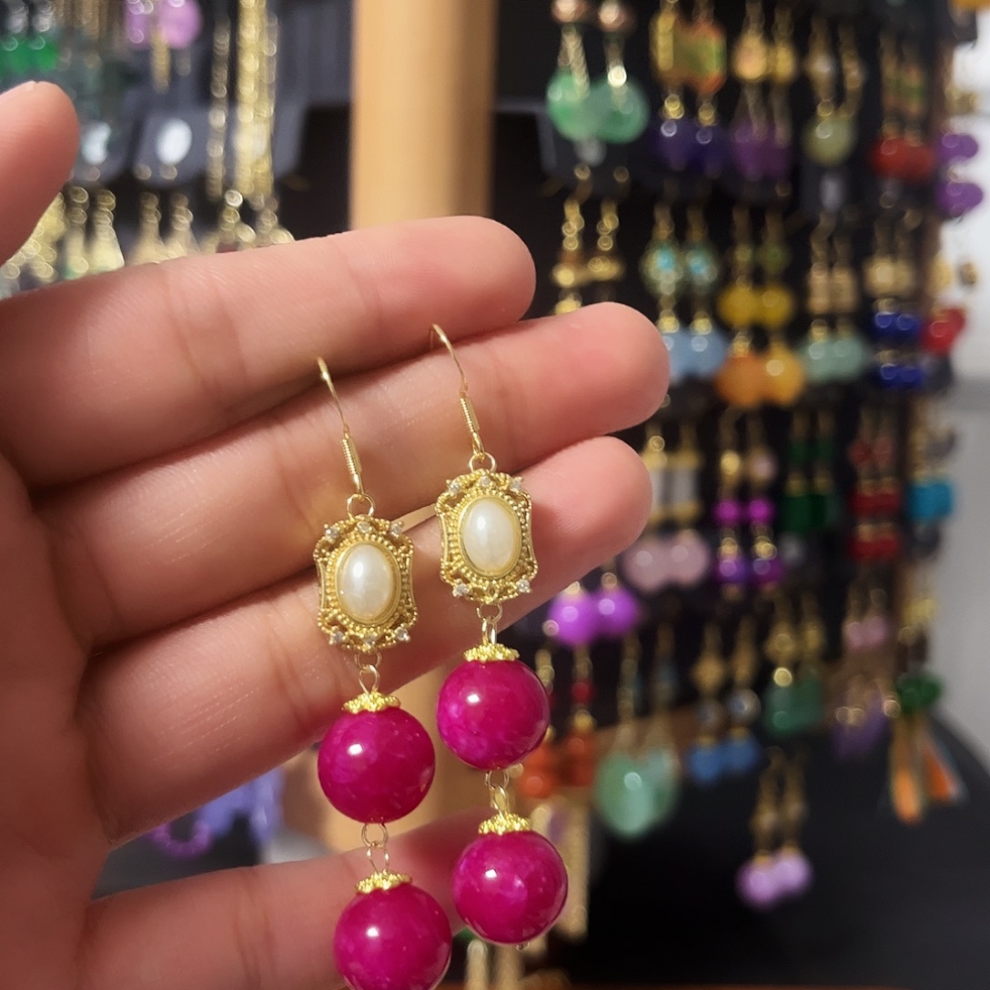 锆石纯铜925银耳饰