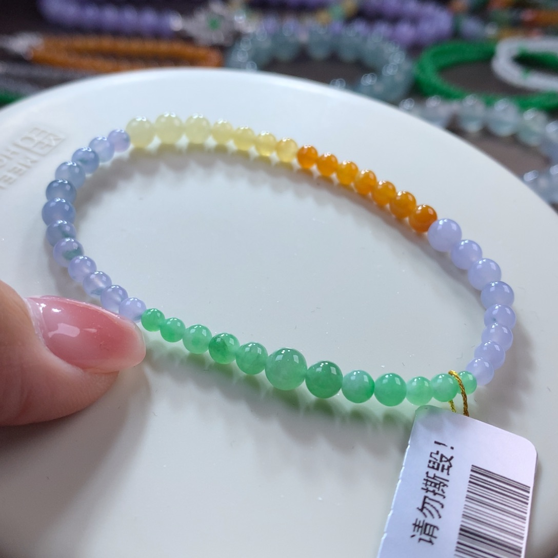 翡翠手链未镶嵌彩虹小米卡3.2-5.2