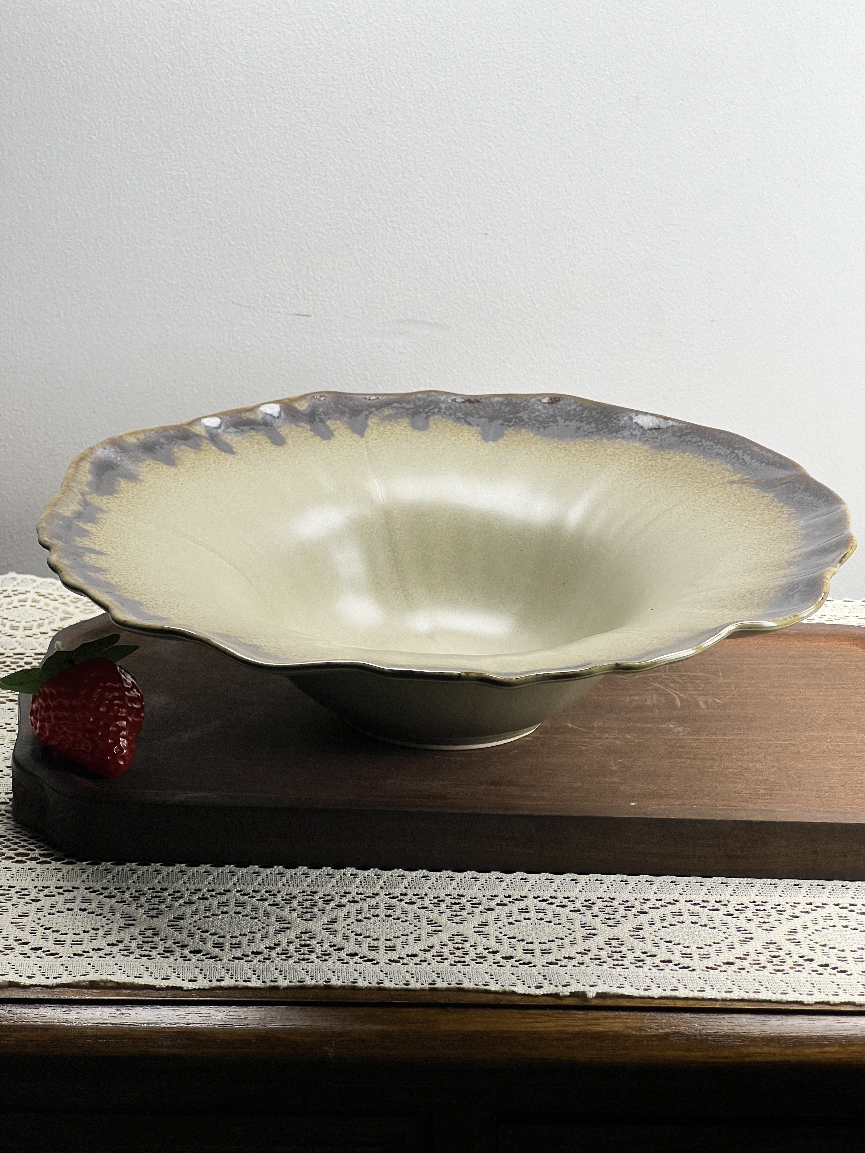 不规则复古风手工手捏异形盘粗陶餐具西餐盘沙拉陶瓷盘子