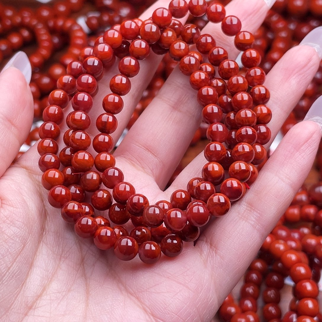 南红玛瑙未镶嵌瓦西牛血多圈云端6mm