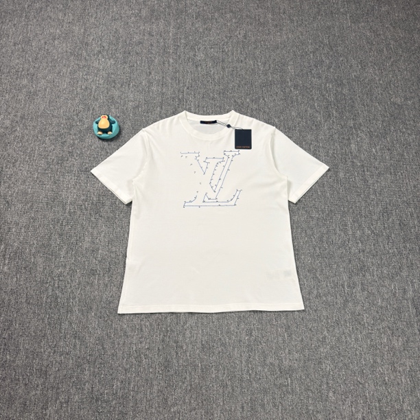 未使用 LouisVuitton/路易威登 白色连连看大logo刺绣短袖/XXL码