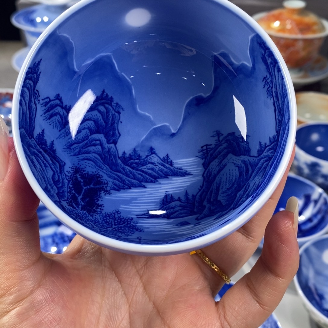 青花山水主人杯杯