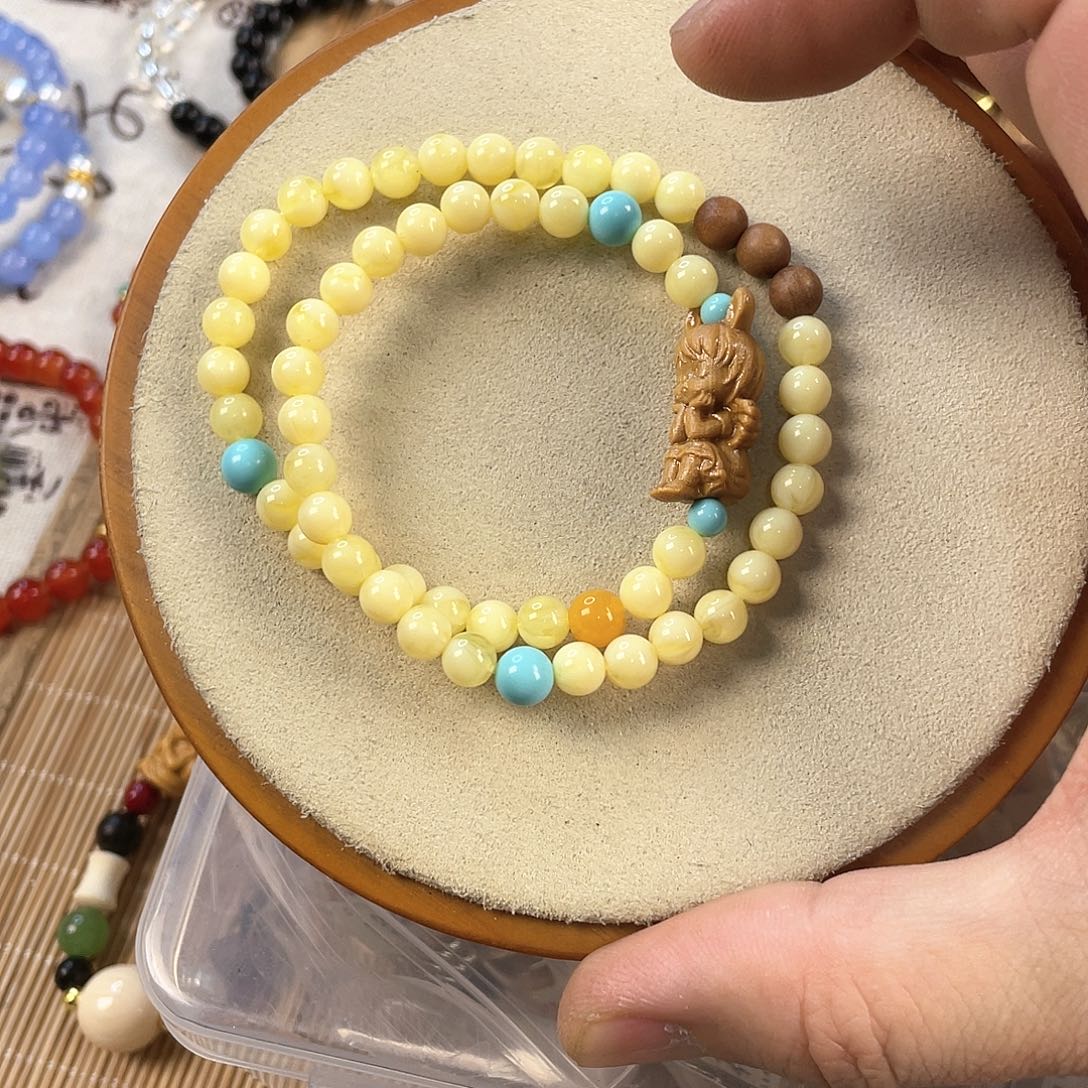 琥珀手饰银S925镀金镶嵌