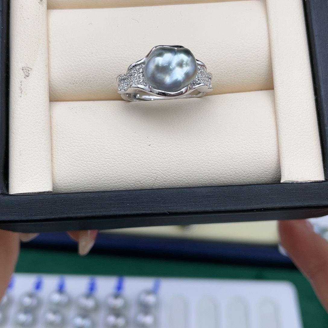 海水珍珠戒指银S925镶嵌