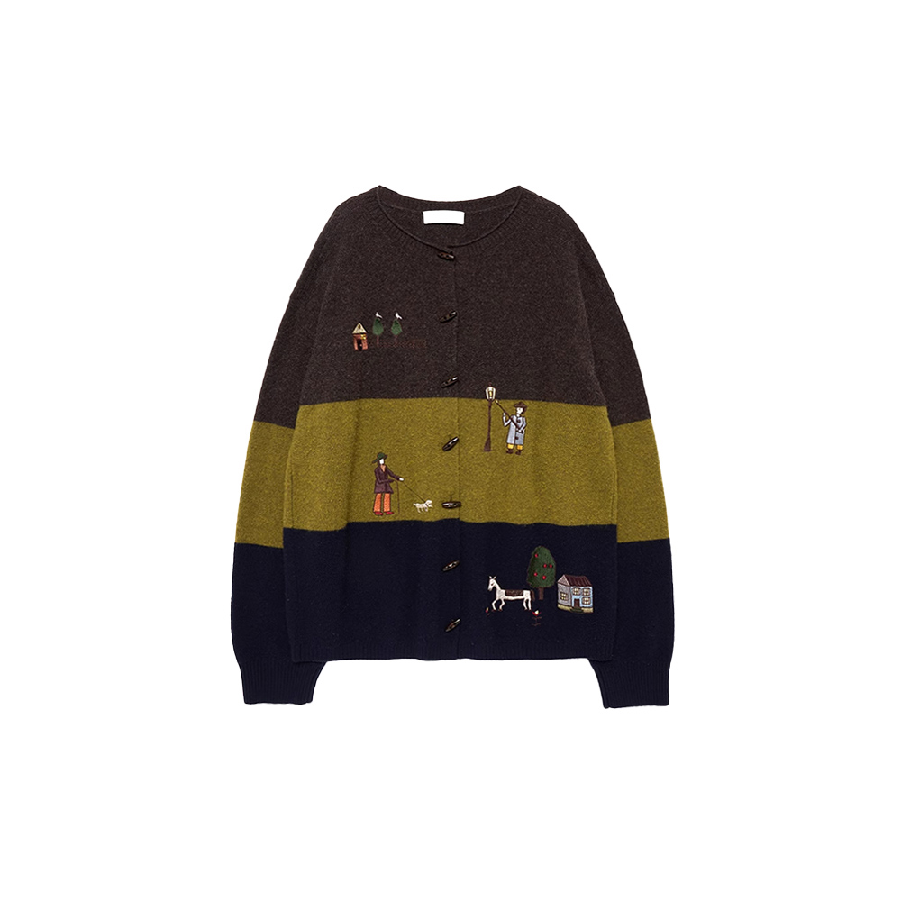 撞色毛针织衫秋季中长款花朵设计师刺绣针织针织衫ZW-14