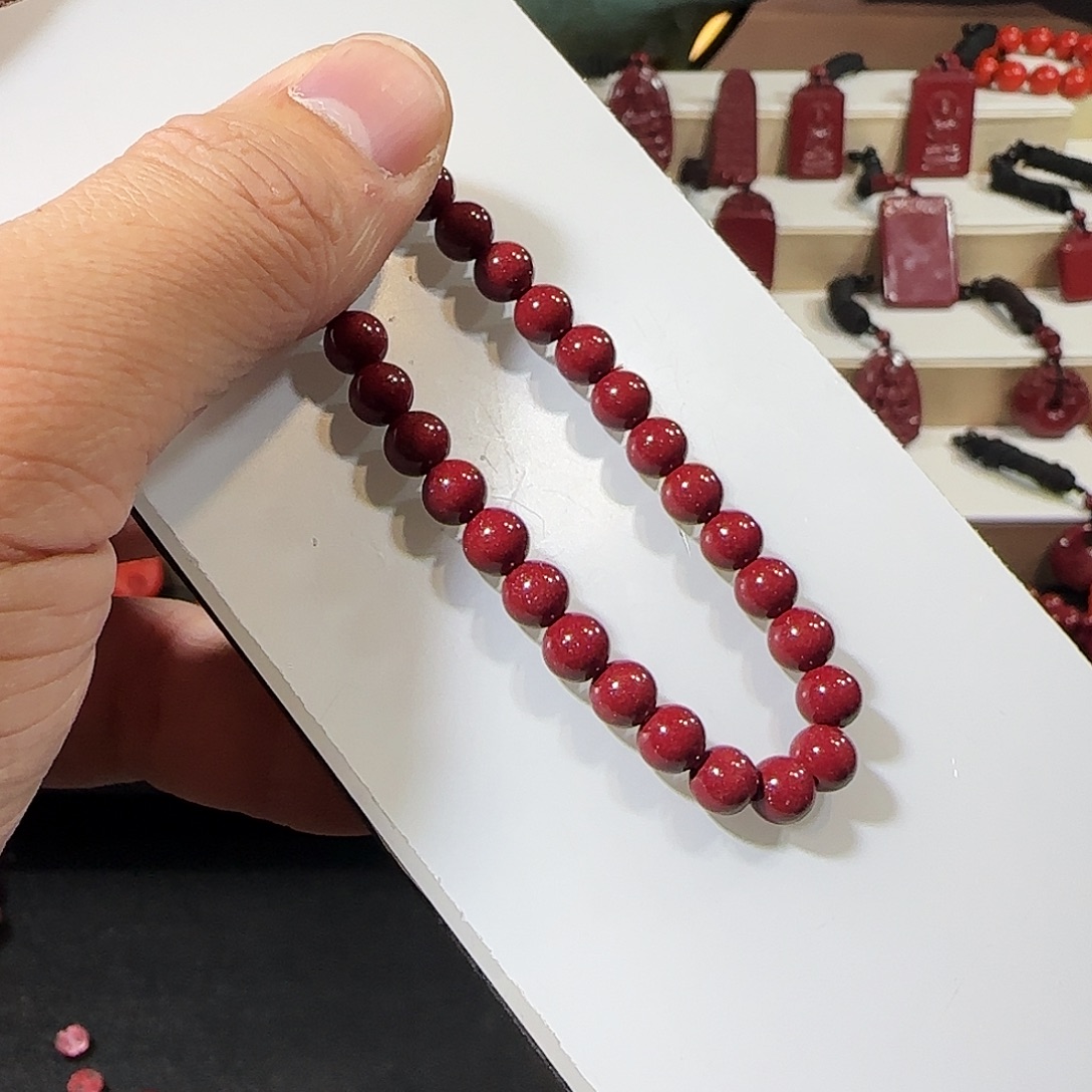 天然辰砂紫金砂6mm