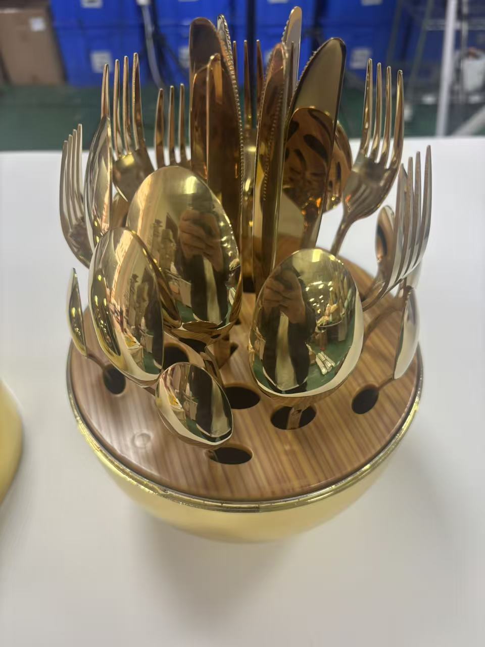 刀叉休闲风餐具金边亮釉勺子可拆洗餐具套装镜面金色