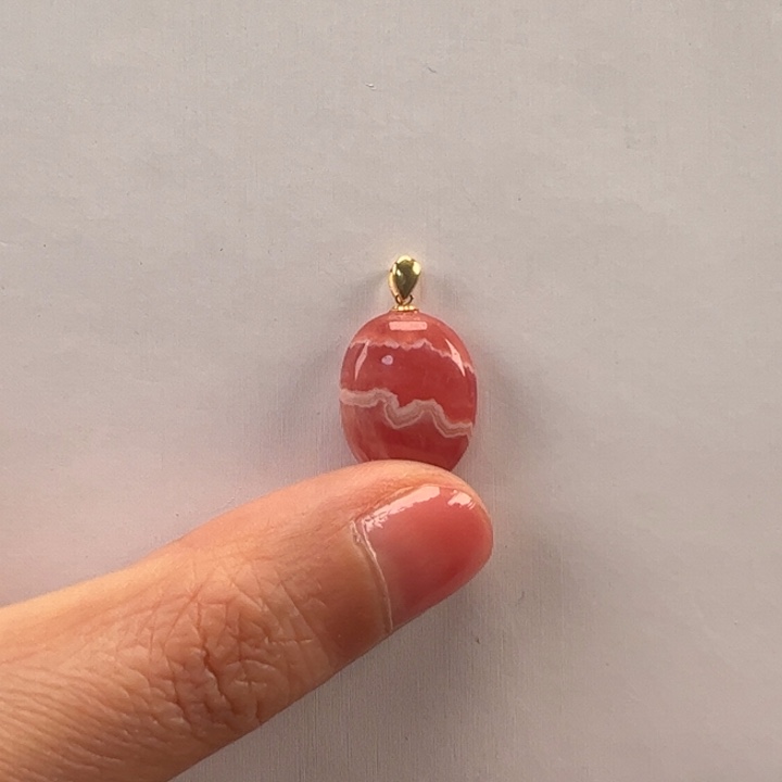 菱锰矿（红纹石）吊坠(赠链)18K金镶嵌白****?