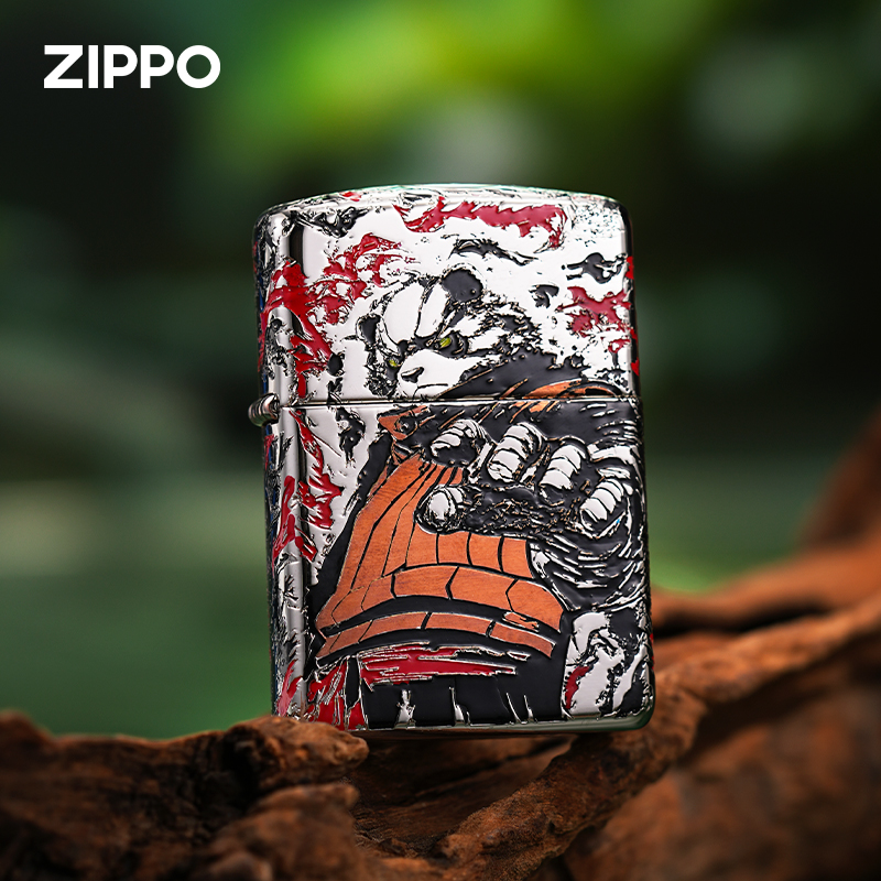 zippo打火机盔甲填漆武斗熊猫官方正品煤油防风火机送礼自用DYX1