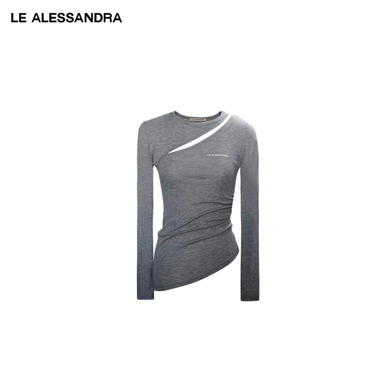 品牌直营 LE ALESSANDRA 斜肩天丝羊毛柔软可拆卸长袖两件套