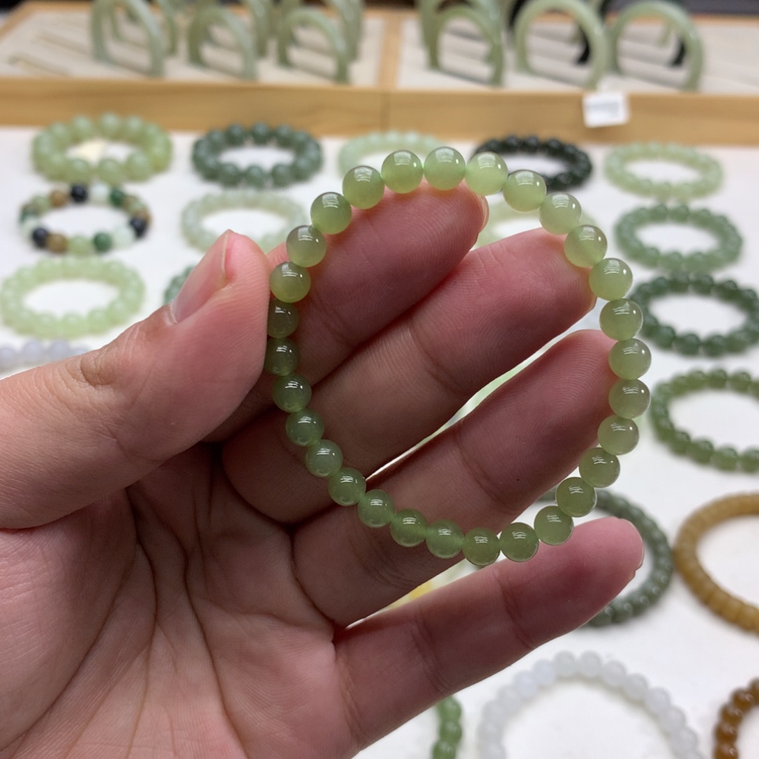 和田玉手串（冰晴水5.8）未镶嵌