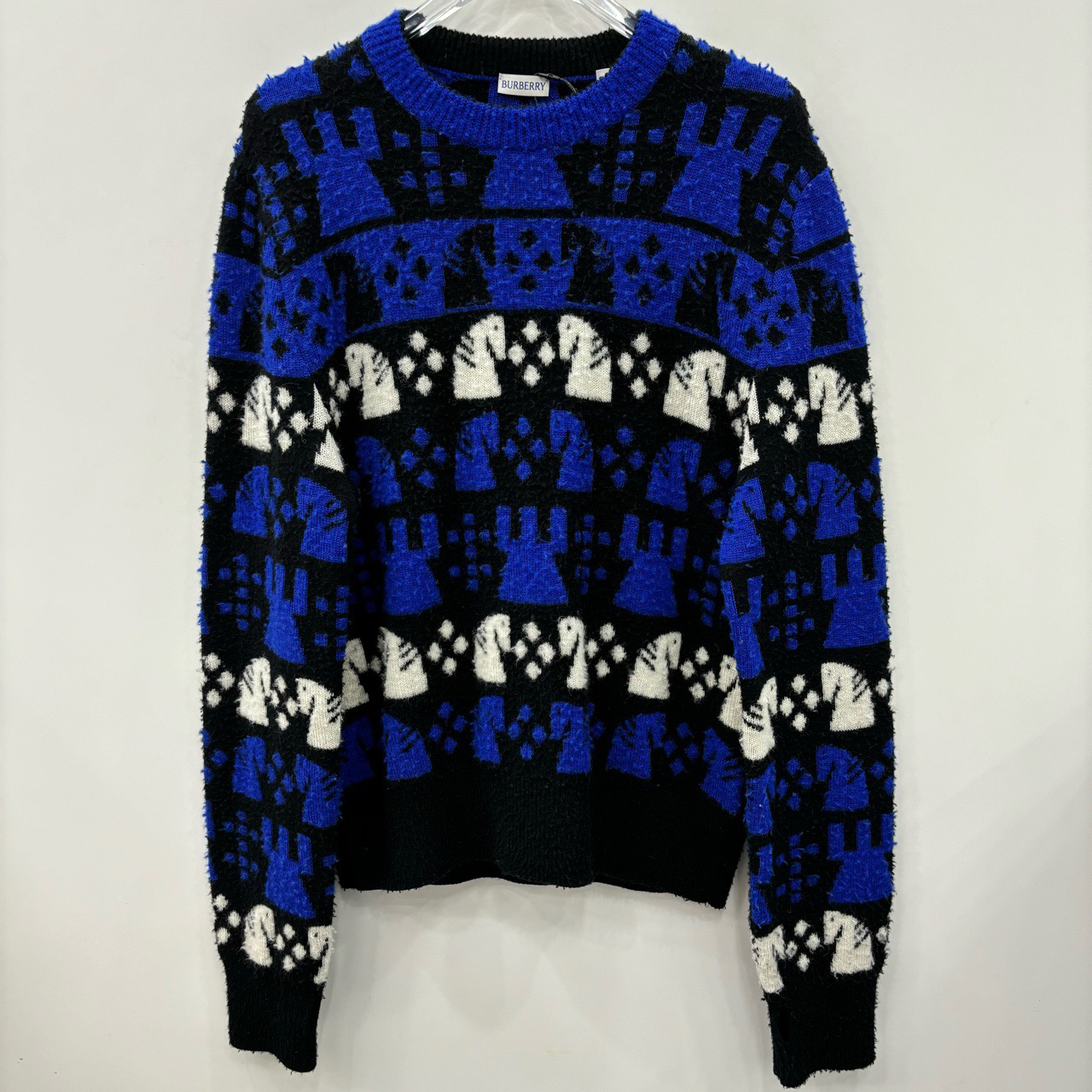 Burberry 博柏利/FW23拼色象棋嵌花圆领毛衣/尺码S/99新/编号7033
