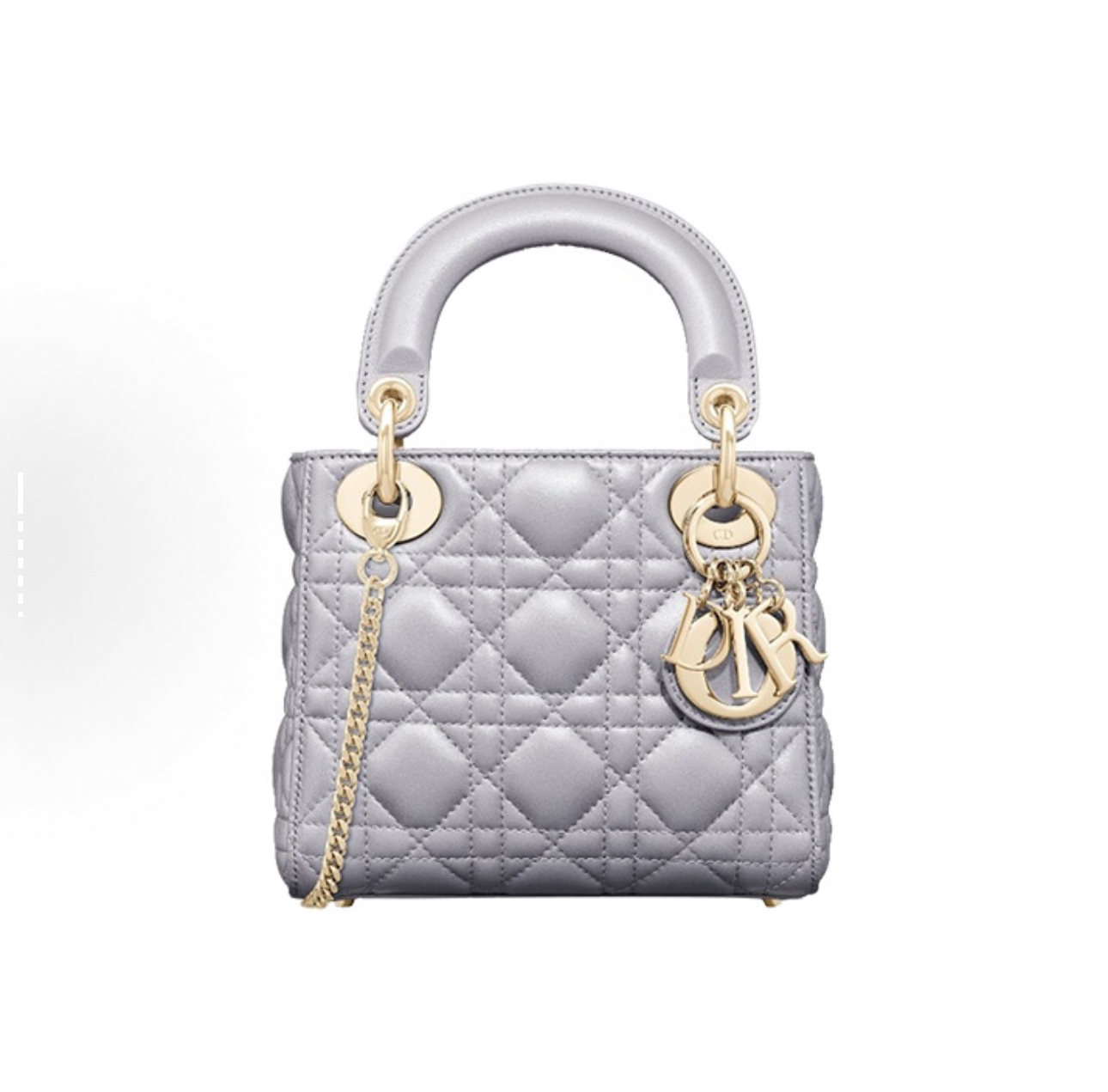 99新 DIOR/迪奥 戴妃三格水泥灰手提包单肩包17年