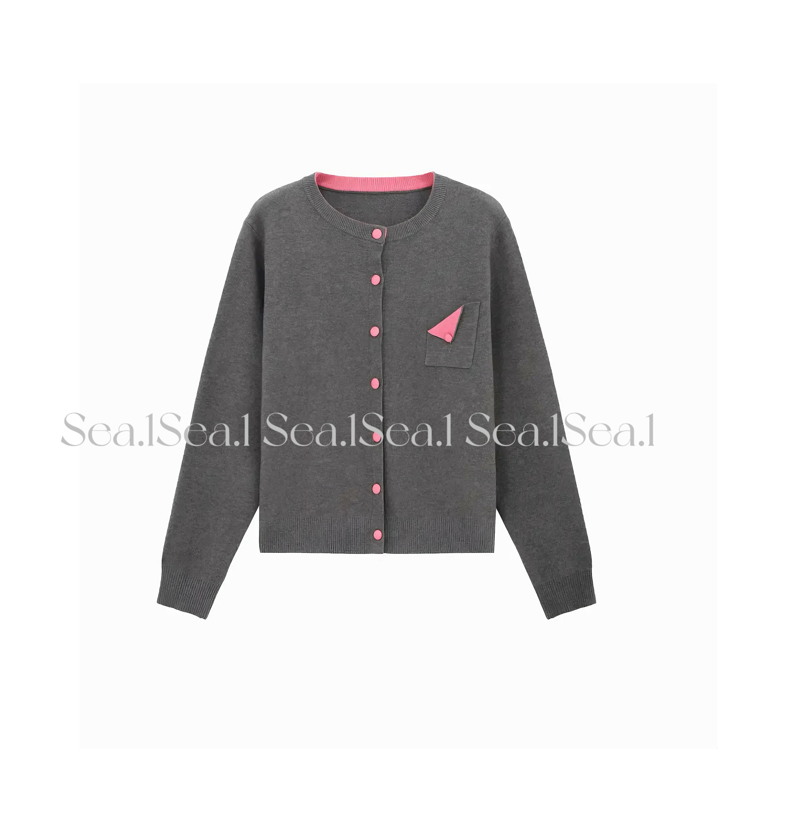 SEA.1 草莓奶冻 上衣内搭可外穿秋季时尚短款毛针织衫女圆领